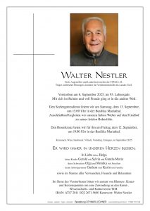 In Gedenken an Walter Nestler